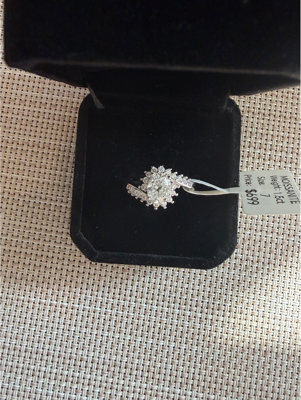 Moissanite floral cluster ring 1.5 CT size 8